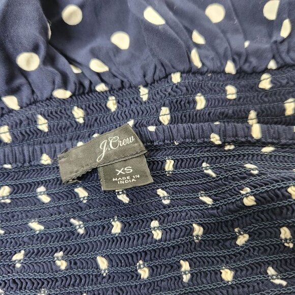J. Crew Women's Size XS Polka Dot Cropped Blouse Navy - Picture 2 of 6